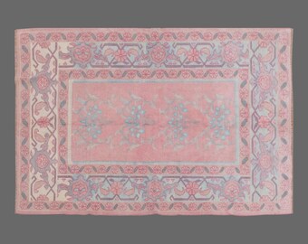 Petal Bloom Symphony of Konya, Vintage Turkish Rug, 6 x 8 ft, Vintage Rug