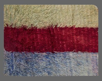 4x6 Shaggy vintage Turkish Handmade Tulu rug,Bohemian Wool Beni Ourain Rug,Flokati Rug