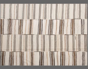 Minimalist Striped Turkish Kilim Rug – Vintage Handwoven 60+ Years Old | Large Flatweave Kilim 9'6" x 12'1" ft (290 x 370 cm) | Modern Rug