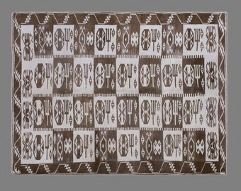 Vintage Oushak Rug 213x280 cm (7'0" x 9'2"), Turkish Handmade Wool, 60+ Years Old Antique Bohemian Rug