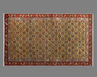 Antique Caucasian Wool Tribal Rug, 3.3 x 5.7 ft Handwoven Area Carpet