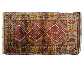 3'7"x6'9" ft Moroccan Wool Beni Ourain rug,Vintage Bohemian Flokati Rug