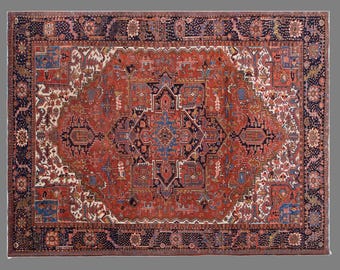 Vintage Rug, Area Rug, Turkish Rug, 282 x 365 cm (9.3 x 12.0 ft), Oushak Rug, Antique Rug, Handmade Rug, Large Rug, Old Rug, 60+ Years