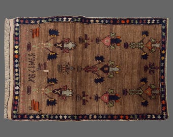 4x5 Moroccan Wool Beni Ourain Rug,Vintage Bohemian Flokati Rug