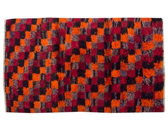 4x8 Shaggy vintage Turkish Handmade Tulu rug,Bohemian Wool Beni Ourain Rug,Flokati Rug
