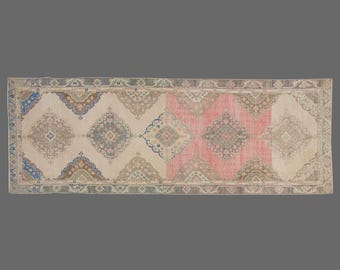 Vintage Turkish Oushak Rug: Bohemian Wool Area Rug, 4.4 x 12.6 ft