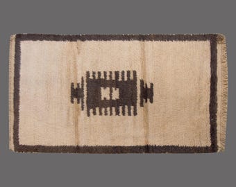Shaggy Turkish Tulu Rug: Bohemian Wool Beni Ourain Style, Vintage Handmade (4x6'6" ft)