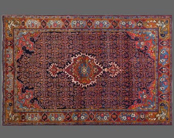 Vintage Turkish Oushak Rug 4'4" x 6'9" | 133x205 cm Handwoven Wool Area Rug, Nomadic Bohemian Design, Antique Muted Colors Carpet, 70+ Years