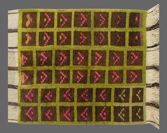 4x4 Moroccan Wool Beni Ourain Rug,Vintage Bohemian Flokati Rug