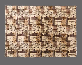 Vintage Oushak Rug: Mid-Century Modern Abstract Wool Rug, 4x5 ft