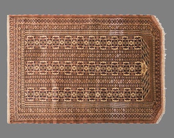 Vintage Turkmen Ersari Rug, 3.3 x 4.4 ft Handmade Wool Rug, Traditional Tribal Area Rug