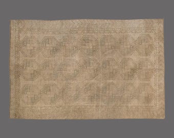 Vintage Oushak Turkish Rug: 8x12.7 ft, Hand Woven Wool Area Rug