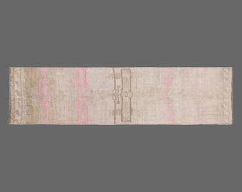 Vintage Turkish Oushak Runner Rug: Handwoven Wool Hallway Carpet, 2'10" x 12'8"
