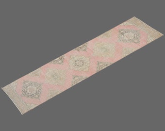 Hallway Runner "Rug 2.7" x 12.8" Vintage Ushak Runner Rug, Size: 78 x 325 cm,Pale Muted colors rug,Distressed Rug,Area Rug,Kitchen Rug