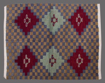 Shaggy Turkish Tulu Rug: Bohemian Wool Beni Ourain Style, Vintage Handmade (4x5 ft