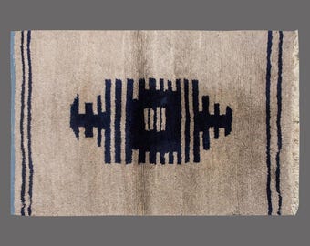 3'4"x4'9" ft Moroccan Wool Beni Ourain Rug,Vintage Bohemian Flokati Rug