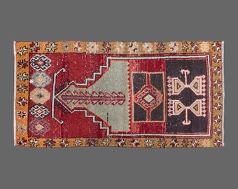 Turkish Rug, Area" Rug, Vintage Rug, 2 x 4'3 feet, Anatolian Rug, Antique Rug, Oriental Rug, Handmade Rug, Decorative Rug