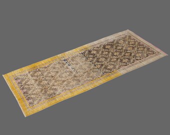 Turkish Rug", Runner Rug, Vintage Rug, 3.1 x 8.9 feet, Kitchen Rug, Oushak Rug, Antique Rug, Oriental Rug, Hallway Rug, Muted Rug, Wool Rug