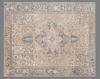 Large Turkish Rug, Vintage Rug, Area Rug, 253x292 cm (8.3x9.6 ft), Oushak Rug, Antique Handmade Rug, Oriental Old Rug, 60+ Yr old