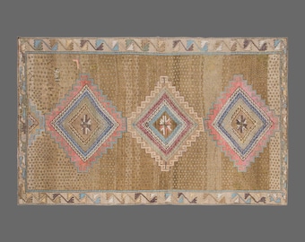 Vintage Turkish Rug, 7x11 Rug, Handwoven Wool Carpet, Large Area Rug, 7x11 Carpet, Area Rug, Wool Rug