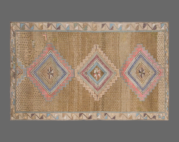 Featured listing image: Vintage Turkish Rug, 7x11 Rug, Handwoven Wool Carpet, Large Area Rug, 7x11 Carpet, Area Rug, Wool Rug