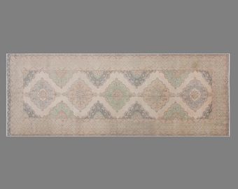 Vintage Oushak Runner 148x395 cm (4'10" x 13'0"), Turkish Handmade Wool, 60+ Years Old Long Hallway Runner
