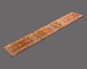 Sunfire of Oushak, Vintage Turkish Runner Rug, 3 x 16 ft Rug, Vintage Runner Rug