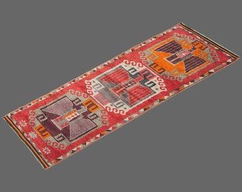 Runner Rug", Turkish Rug, Antique Rug, 3.7 x 13.5 feet, Oushak Rug, Vintage Rug, Oriental Rug, Handmade Rug, Hallway Rug", Kitchen Rug