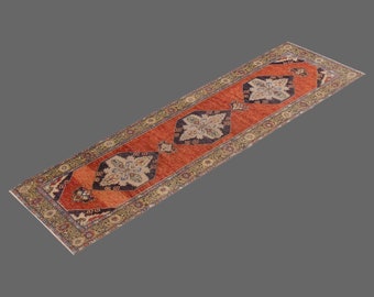 3.8 X 11.6 ft Vintage Rug Runner,Floor Oushak Rug,Hallway Turkish Rug Runner,Oushak Rugs,long runner, narrow long runner,Oushak Long Runner