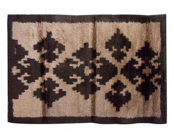 4x7 Moroccan Beni Ourain Rug,Vintage Handmade Wool Tulu Flokati Rug