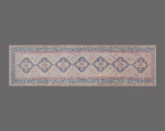 Vintage Oushak Rug Runner: Handwoven Wool Hallway Rug, 4x15'2