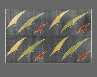 Vintage Wool Turkish Rug 7'0" x 9'1" | 214 x 277 cm, Handwoven Wool on Wool Rug, Boho Nomadic Carpet, Muted Colors, Anatolian Style