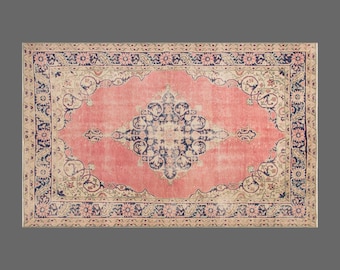 Turkish Rug, Vintage Rug, 7 x 10 feet, Oushak Rug, Antique Rug, Oriental Rug, Handmade Rug, Decorative Rug, Muted Rug, Old Rug,Area Rug