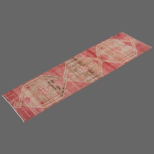 2.9 X 12.0 ft Vintage Rug Runner,Floor Oushak Rug,Hallway Turkish Rug Runner,Oushak Rugs,long runner, narrow long runner,Oushak Long Runner