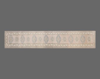 Hallway Runner Rug 2'8 x 16'4  Vintage Oushak Runner Rug, Size: 85 x 500 cm,Pale Muted colors rug,Distressed Rug,Area Rug,Kitchen Rug