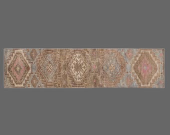 60x250 cm (2x8.2 ft) Vintage Oushak Runner Rug | Turkish Wool | 60+ Year Old