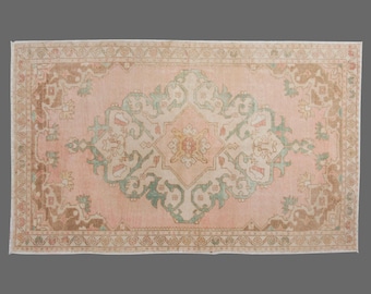 Pastel Harmony of Konya, Vintage Konya Wool Rug, 4 x 7 ft Rug, Vintage Rug