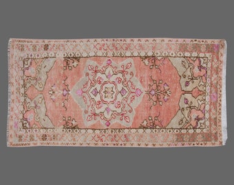 Vintage Rug", Area Rug, Turkish Rug, 2.2 x 4.3 feet, Oushak Rug, Antique Rug, Oriental Rug, Handmade Rug, Decorative Rug,Large Rug,Old Rug