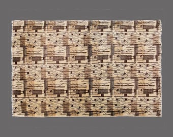 Vintage Oushak Turkish Rug: Mid-Century Modern Geometric Wool Rug, 4x6 ft