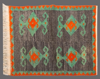 Shaggy Turkish Tulu Rug: Bohemian Wool Beni Ourain Style, Vintage Handmade