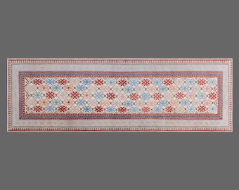 Vintage Oushak Runner Rug | Distressed Turkish Hallway Carpet, 3x9 ft