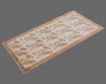 Vintage Turkish Rug: Floral Konya Design, Handwoven Wool 5x11