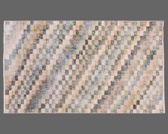 Handmade Vintage Turkish Oushak Rug 82x156 cm | Wool on Wool Area Rug 3x5 ft | 60+ Years Old Boho Oriental Carpet