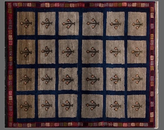 Bohemian Vintage Turkish Tulu Rug – Karapınar Handmade 60+ Yr Old Wool Rug – 120x185 cm / 3.94x6.07 ft – Traditional Anatolian Design