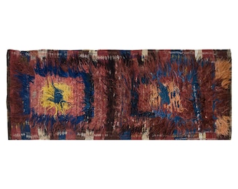 4x11 Turkish Handmade Wool Shaggy Rug,Kurdish Antique Tulu Rug