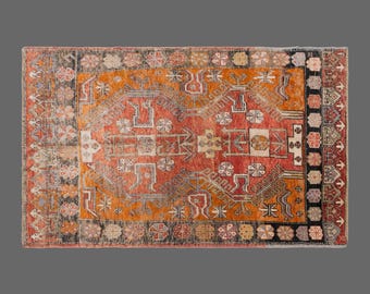 Vintage Turkish Oushak Rug, 4'4"x6'11", Handmade Wool Area Rug, Bohemian Antique Carpet, Handwoven Rug, Wool-on-Wool Traditional Design Rug