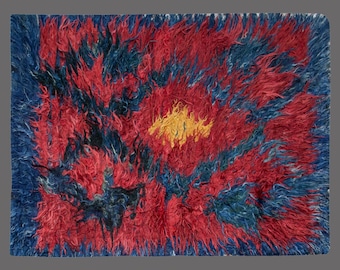 4x6 Moroccan Beni Ourain Rug,Vintage Handmade Wool Tulu Flokati Rug