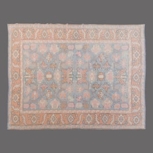 Pastel Mirage of Oushak, Vintage Turkish Rug, 7 x 10 ft Rug, Vintage Rug