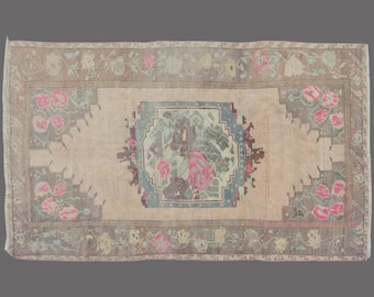 Vintage Turkish Rug 5x8: Handwoven Wool Anatolian Carpet