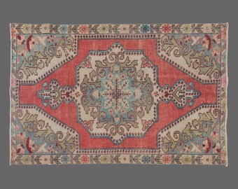 Turkish Rug, Vintage Rug, 4'6 x 7 feet, Oushak Rug, Antique Rug, Oriental Rug, Handmade Rug, Decorative Rug, Muted Rug, Old Rug,Area Rug